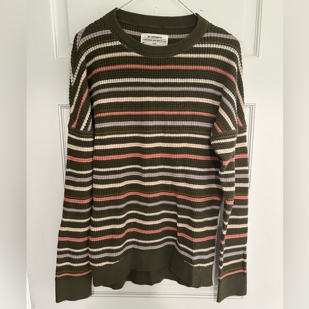 REI Cooperative Green Striped Sweater